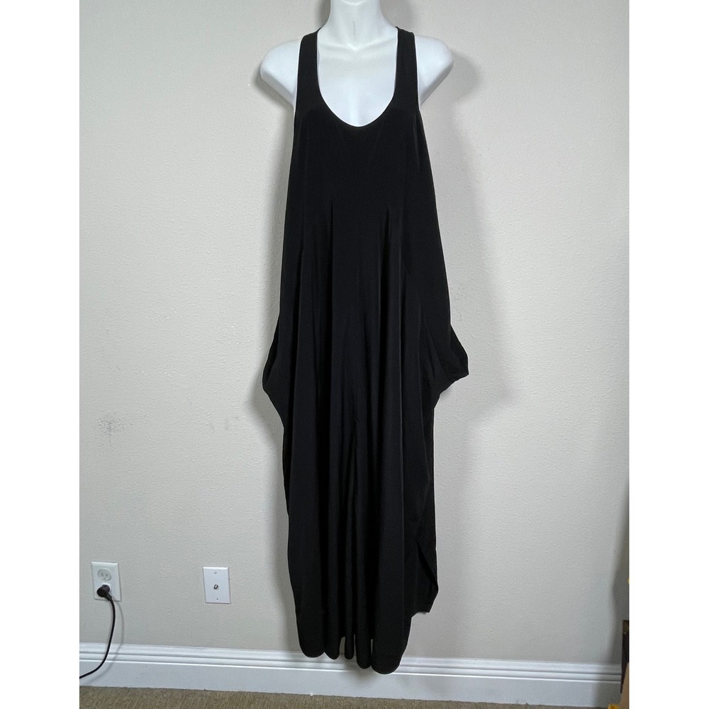 AllSaints Para Dress 6 Black Draped Racerback Maxi Edgy Avant-Garde Lagenlook